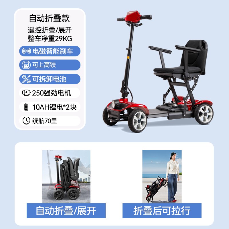 老人高端代步车折叠轻便新款电动A轮椅四轮助力车小型残疾人电动