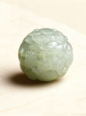 手工制作和田玉鸭蛋青貔貅珠子皮休圆珠男女手链配件手串带证书