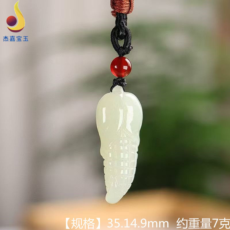 【多子多福】手工制作和田玉立体玉米吊坠玉坠男女款礼物带证书