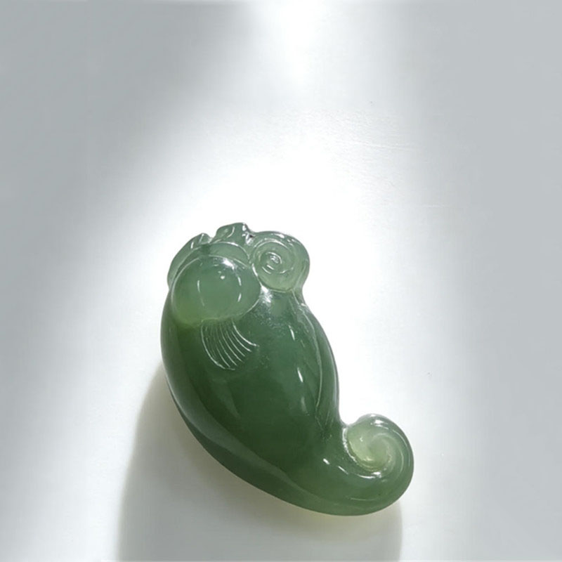 【年年有余】手工制作立体和田玉鱼吊坠玉坠挂件男女款礼物带证书