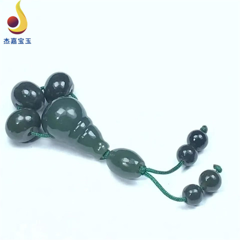 手工制作新疆和田玉顶珠三通佛头套装文玩配饰玉石三通真品带证书