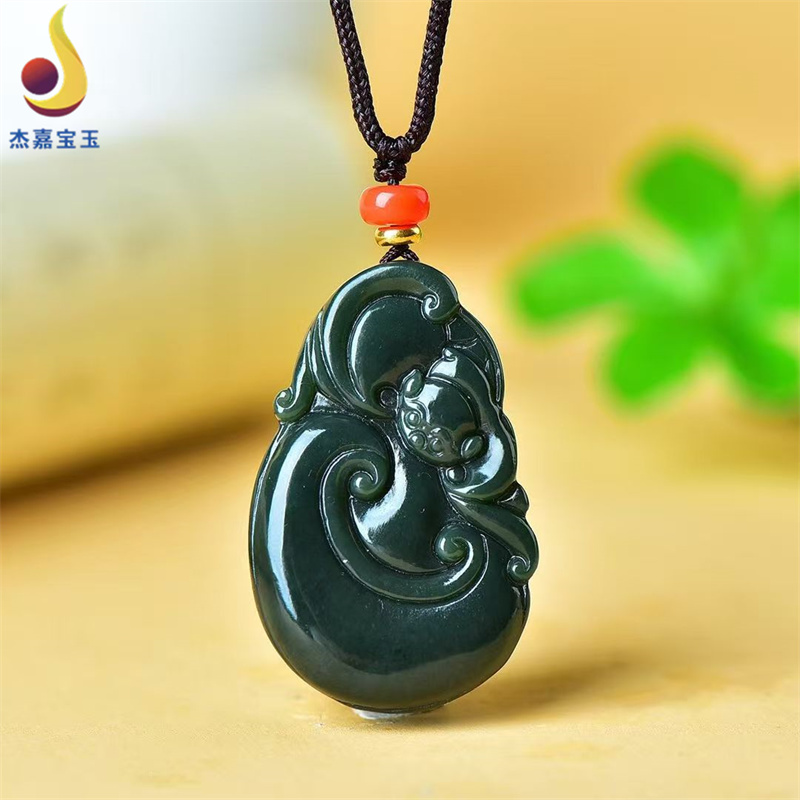 【人生如意】天然和田青玉精雕玉如意吊坠颈饰挂件男女证书送礼盒