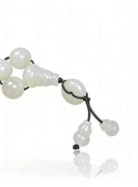 手工制作新疆和田玉顶珠腰珠一体三通佛头弟子珠手链文玩配饰套装