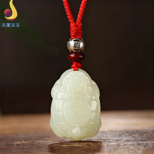 【长寿】和田玉龙龟吊坠男女款铜钱龙头龟玉石挂件项链瑞兽白玉佩