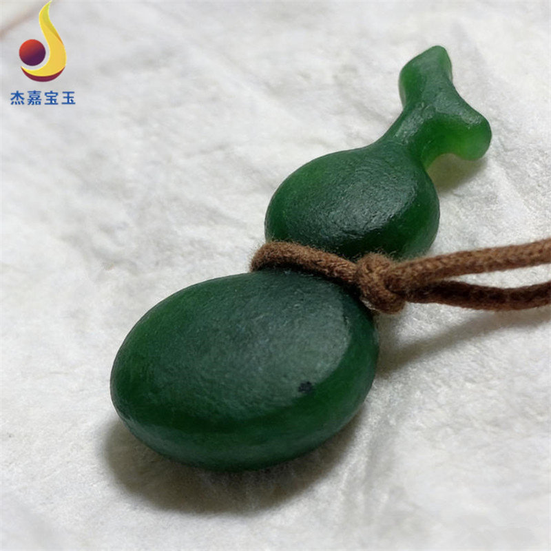 【福禄双全】手工制作立体和田玉碧玉葫芦吊坠挂件男女款礼物证书