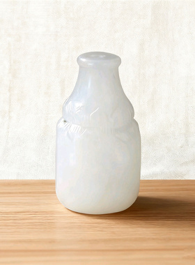 手工制作和田青白三通文玩配饰鸭蛋青白一体佛头配珠手串DIY配件