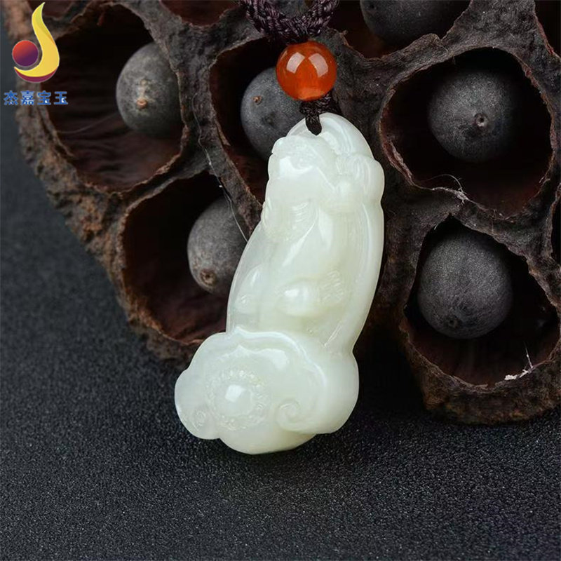 【一夜暴富】和田玉皮休吊坠貔貅如意挂件玉坠玉吊坠男女玉石玉器