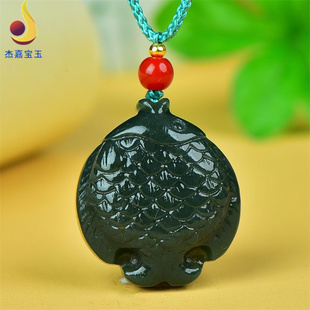 【富贵有余】和田鱼吊坠雕刻鱼脖子挂件男女款连年有余天然挂件坠