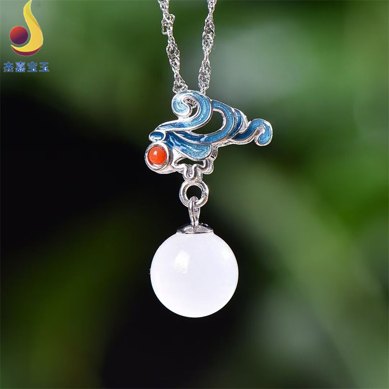 【祥云】新中式带证书和田玉镶如意项坠古风玉石平安扣吊坠女证书