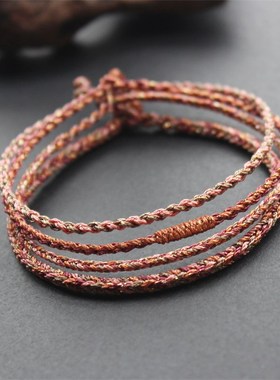 结福记洒金线八股编手绳四股x金刚结手链学生闺蜜礼物极细可穿挂