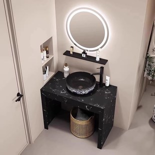 洗z漱台民宿台上盆洗脸池卫生间大理 酒店柱盆立柱式 落地式 新中式