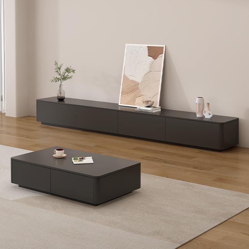 lfn电视柜简约现代客厅家用小户型圆角落地式奶油风实木茶几电新