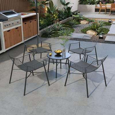 户外庭院不锈钢桌椅园林售楼部咖啡厅商场露天室外休闲桌椅组合