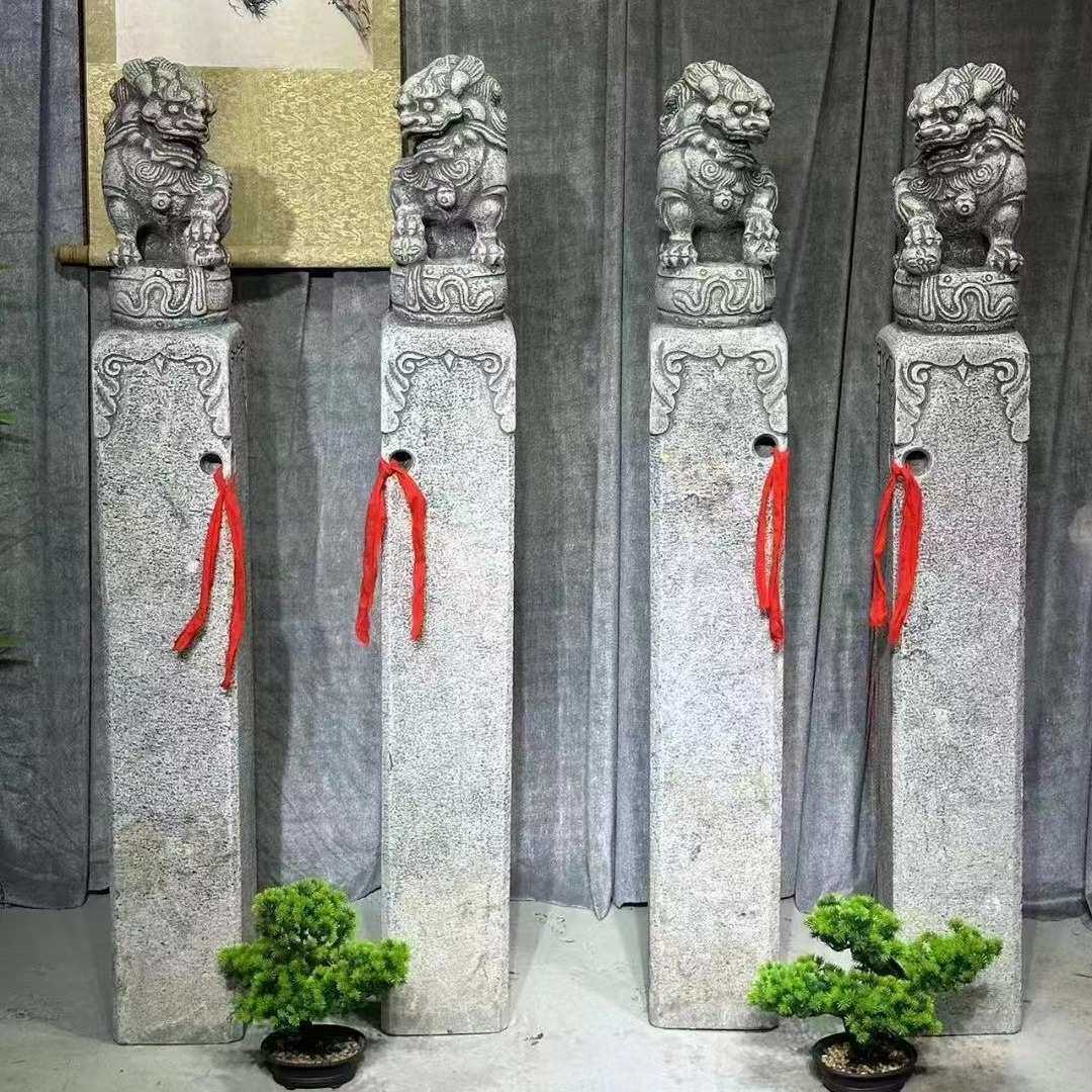 拴马柱石雕仿古青石拴马石柱做旧石狮子园林酒店小区别墅雕塑摆件