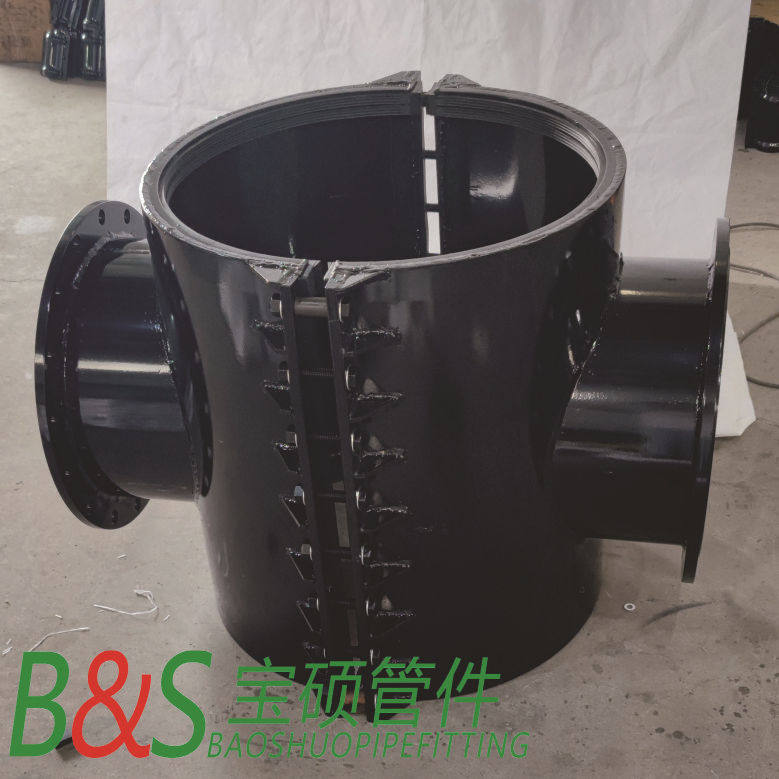 PE管法兰哈夫四通管卡四通增接口法兰快速连接抱箍管卡