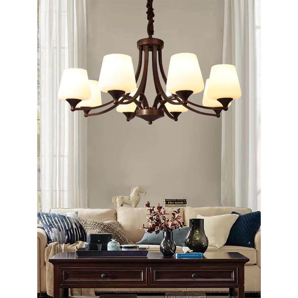 美式吊灯客厅餐厅卧室灯饰乡村复古风铁艺玻璃法式简约大气灯具