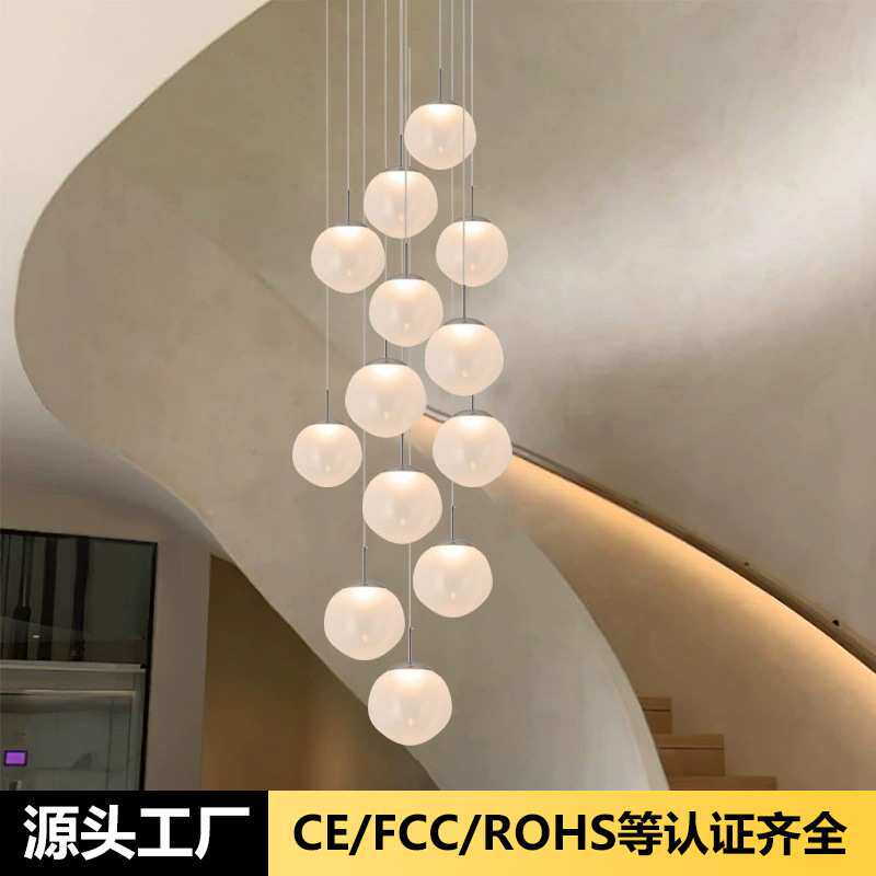 北欧简约圆球床头吊灯创意个性餐厅客厅吊灯复式loft别墅楼梯灯