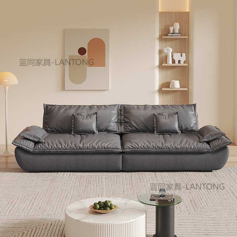 意式轻奢沙发客厅2024新款布艺沙发小户型极简三人位直排帆船沙发