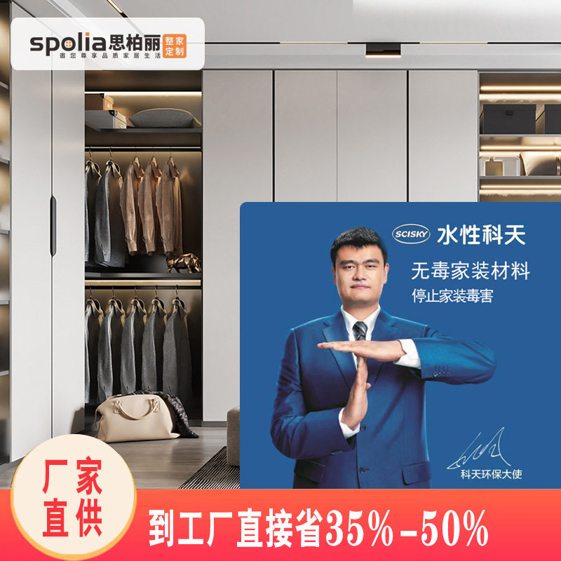 湖南长沙全屋定制家具工厂整体衣柜定做卧室步入式衣帽间轻奢风