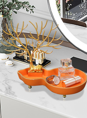 新中式福鹿葫芦钥匙首饰收t纳摆件进门玄关鞋柜创意轻奢家用装饰