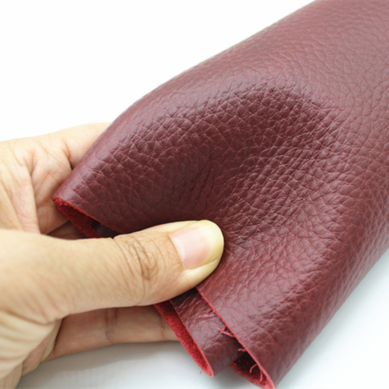 压摔自然纹全清头层牛皮酒红棕色真皮料沙发家具床头软包面料2mm