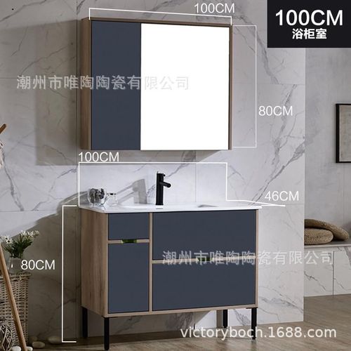 浴室柜现代简约1.5m多层实木一体双盆K免漆浴室柜卫生间浴室镜柜