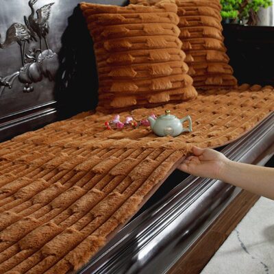 子中式实木椅冬季防滑高档沙发垫毛绒冬天红木沙发坐垫款全套加厚