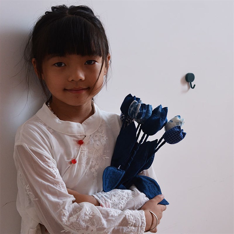 布艺花朵居家装饰插花 植物蓝染布料郁金M香手工布花文艺端午香囊