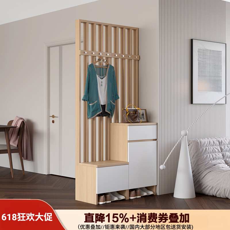 入户玄关柜客厅隔断柜现代简约进门门厅柜家用实木屏风柜鞋柜一体