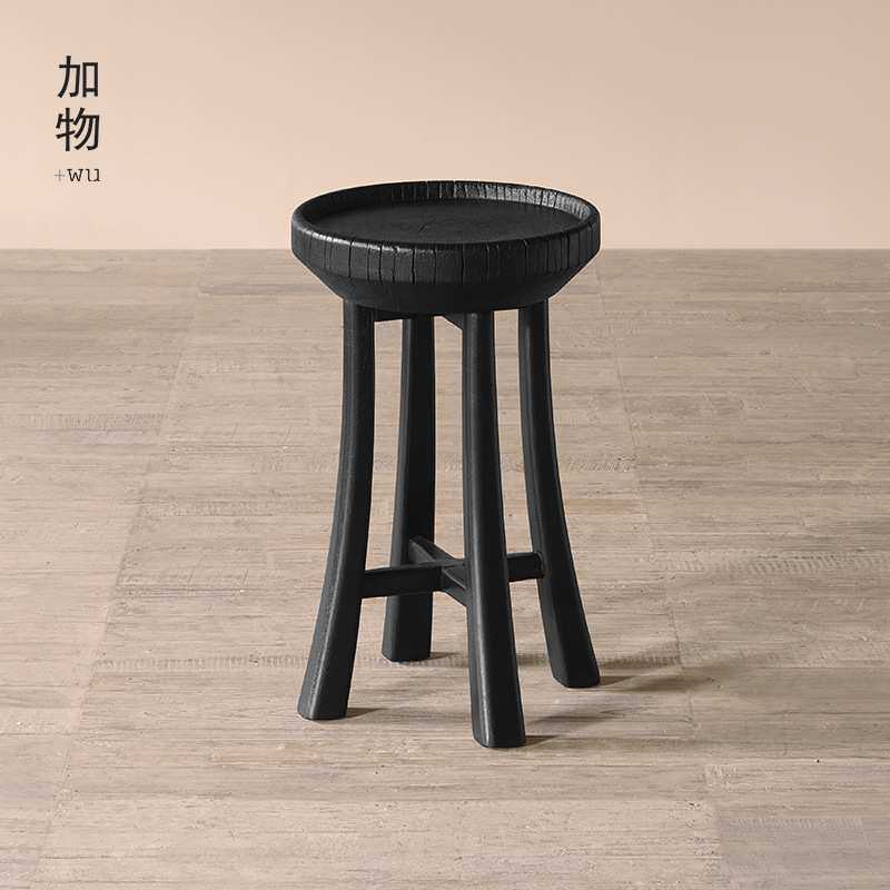 加物|侘寂风实木墩子茶几 复古创意实木咖啡边桌民宿古董复刻凳子