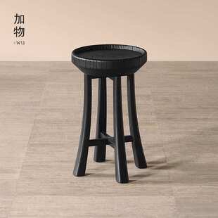 加物|侘寂风实木墩子茶几 复古创意实木咖啡边桌民宿古董复刻凳子