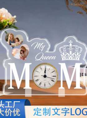 跨境新品定制创意礼品Etsy个性化照片时钟母亲节生日礼物卧室摆台