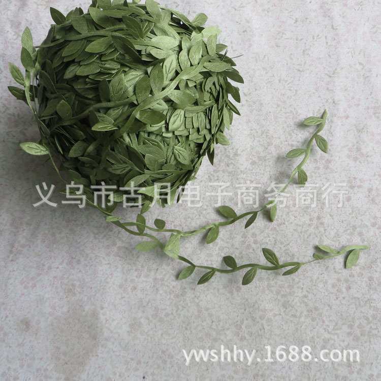 花亦花厂家供应仿真柳叶花环编织200米绿色藤条家居装饰藤条现货