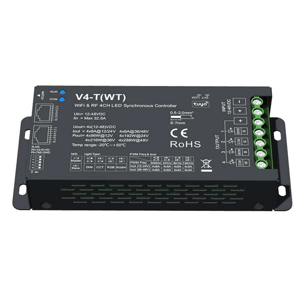 V4-T(WT) WiFi&RF4通道LED同步控制器 输出DMX512 (4合一,16位)