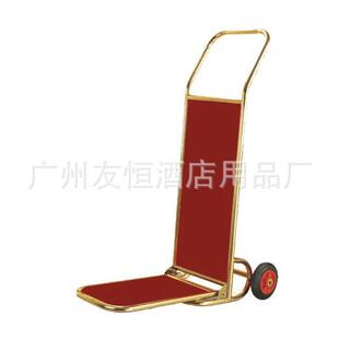 供应酒店大堂手推行李车不锈钢钛金行李车