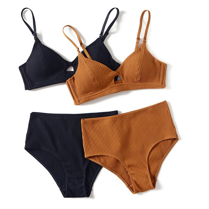 法式bralette无钢圈罗纹棉