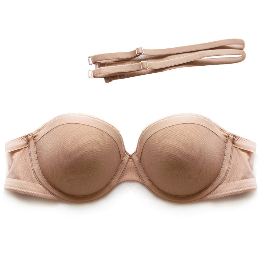 断码清 欧美原d礼服文胸半杯活动肩带抹胸款硅胶防滑条肤色黑色