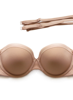 断码清 欧美原D礼服文胸半杯活动肩带抹胸款硅胶防滑条肤色黑色