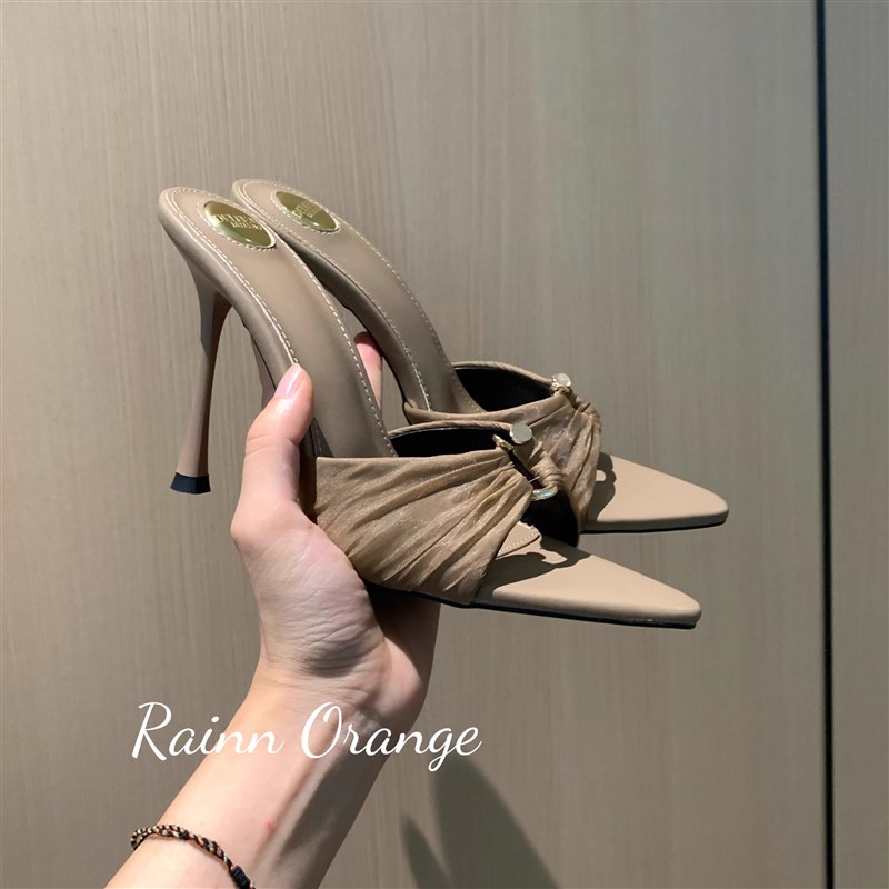 尖头露趾凉鞋女202r5新款时尚外穿高跟鞋细跟优雅凉拖鞋