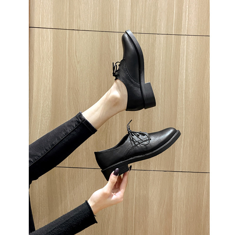 女鞋小皮鞋女英伦风2024春秋季新款鞋子女潮鞋百搭豆豆平底黑单鞋,女鞋,浅口单鞋,淘宝优惠券,粉丝福利购,淘宝优惠卷