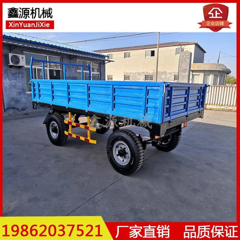 拖车 拖拉机带牵引式自卸后翻 y车厢 拉粮食 车斗 平板车 双轴转