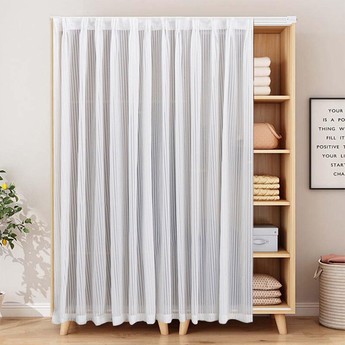 衣柜柜子遮挡免打孔橱柜梦幻帘书柜衣帽间杂物防尘拉帘遮挡布帘子,居家布艺,垂直帘/梦幻帘,淘宝优惠券,粉丝福利购,淘宝优惠卷