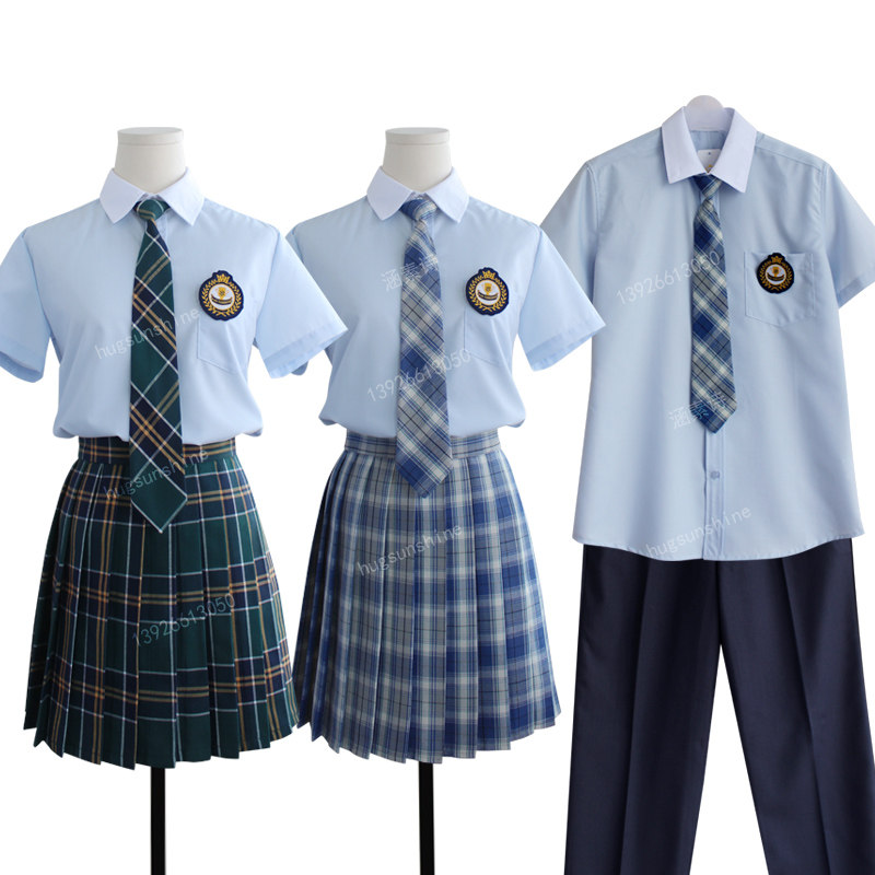 学院风中小学生装班服nJK男女校服英伦夏装涵素制服套装毕业情侣