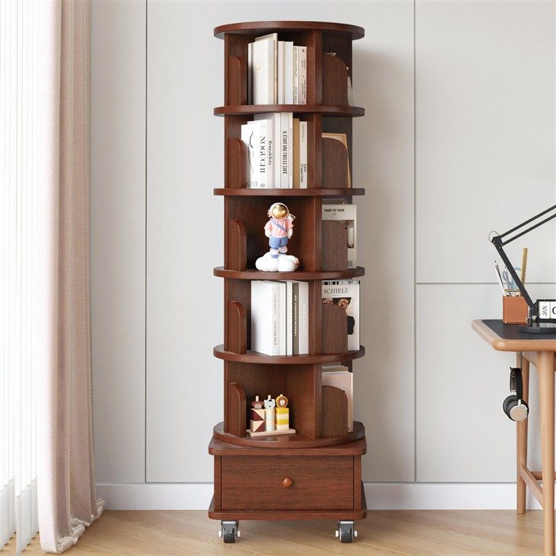 全实木旋转书架一体靠墙可移动置物架落地转角窄柜卧室学生储物柜,住宅家具,旋转书架,淘宝优惠券,粉丝福利购,淘宝优惠卷