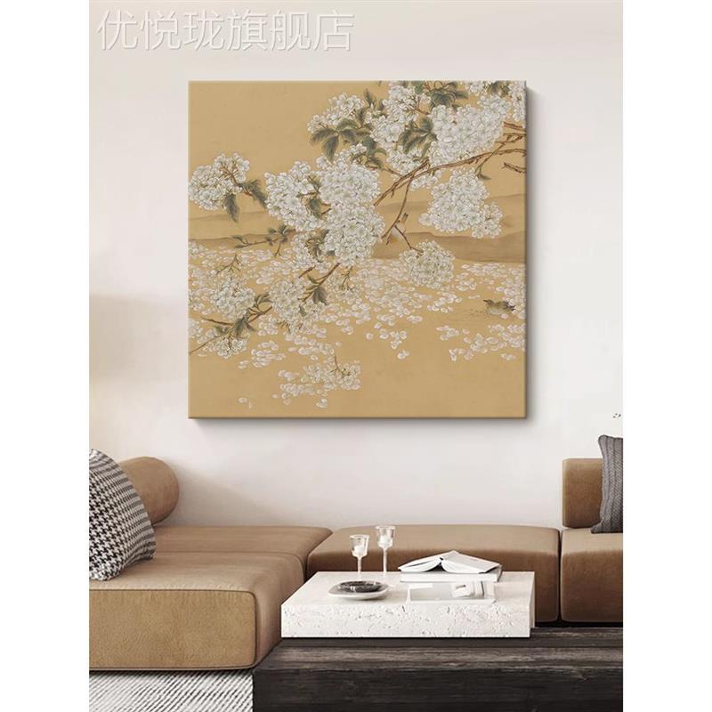 网红大芬村中古花卉纯手绘画w油中古肌理画玄关书房装饰画客茶室