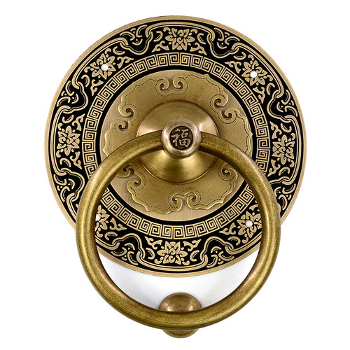 中式纯铜拉手仿古大门把手老式古建庭院木门拉环古典圆形拉手门环