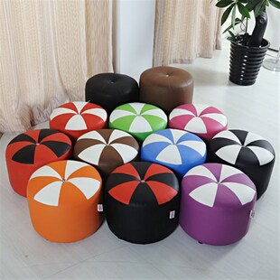 穿鞋沙发凳子换鞋凳圆田园皮凳脚踏圆凳I居家坐墩矮凳搁脚凳小皮