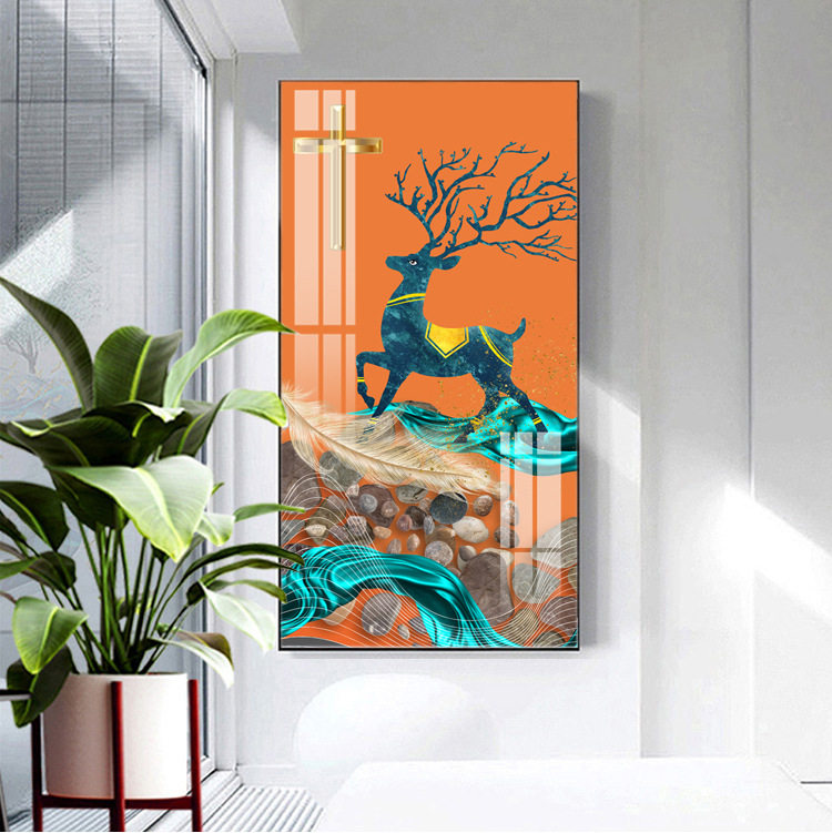 十字架玄关挂画晶瓷画t玻璃装饰画铝合金框画金属框晶瓷画