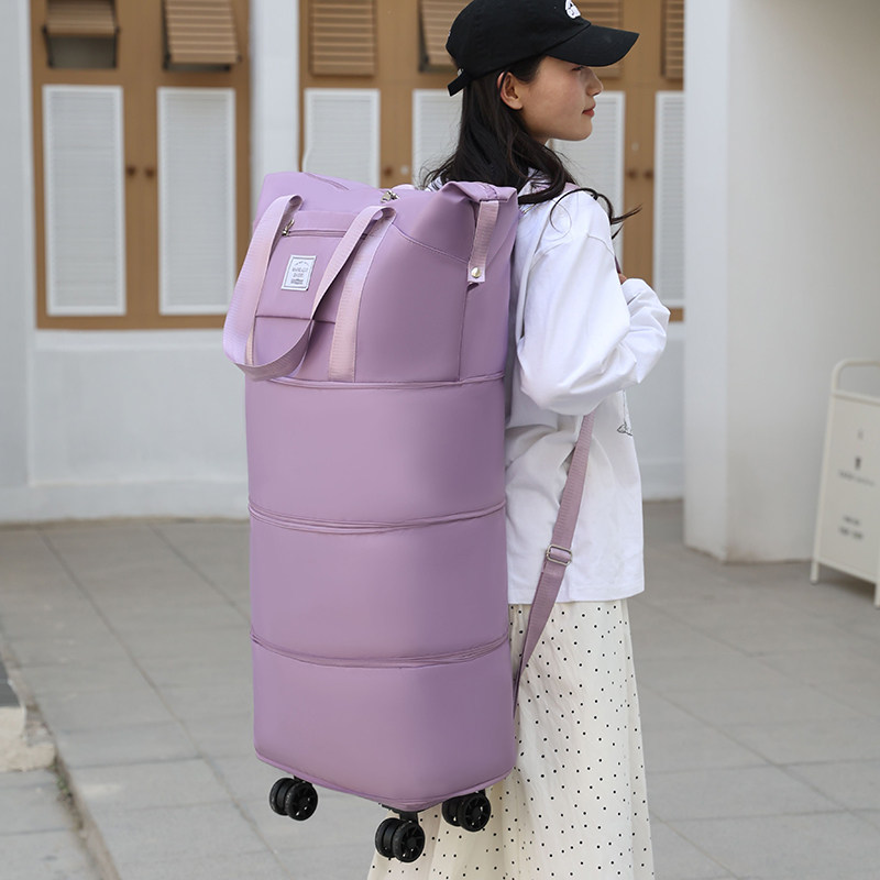 可双肩大容量旅行包可拉背包女y旅游轻便带万向轮轮子的折叠行李