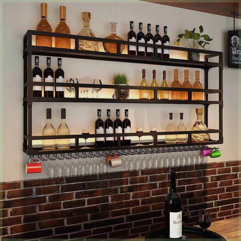 壁挂式酒架酒吧红酒展示架倒挂酒杯架墙上置物架热门酒架酒柜挂墙